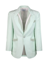 Casablanca Memphis Pinstripe Single Breasted Rib Blazer In Mint Mint