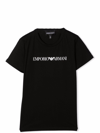 Emporio Armani Black Cotton T-shirt With Logo Print In Black