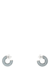 Amina Muaddi Silver Tone Cameron Mini Crystal Hoop Earrings