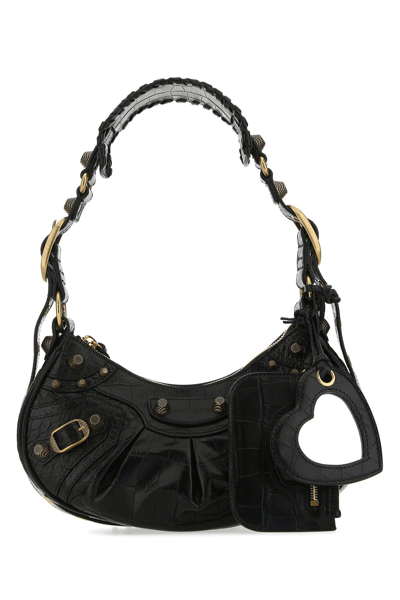 BALENCIAGA BALENCIAGA BLACK LEATHER LE CAGOLE XS SHOULDER BAG