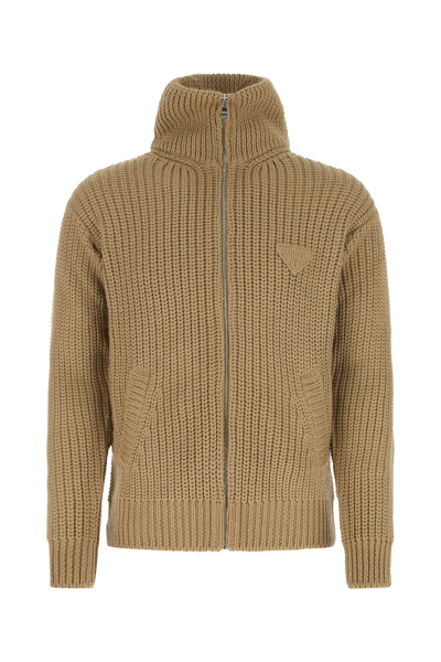 Prada Biscuit Alpaca Cardigan  Nd  Uomo 50 In Brown