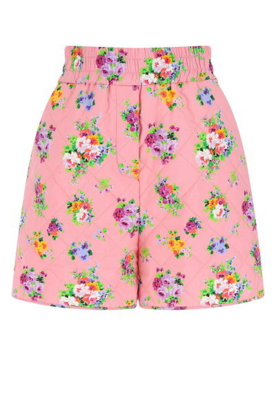 Msgm "micro Bouquet" Print Shorts In Pink