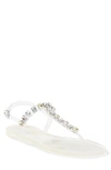 Stuart Weitzman Jaide Embellished Jelly T-strap Sandal In Clear