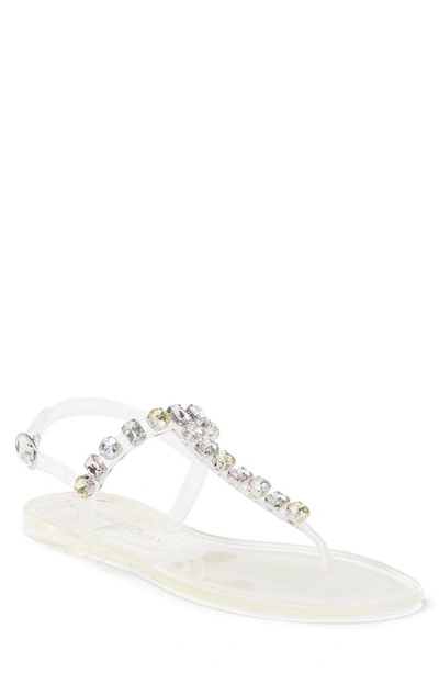 Stuart Weitzman Jaide Embellished Jelly T-strap Sandal In Clear