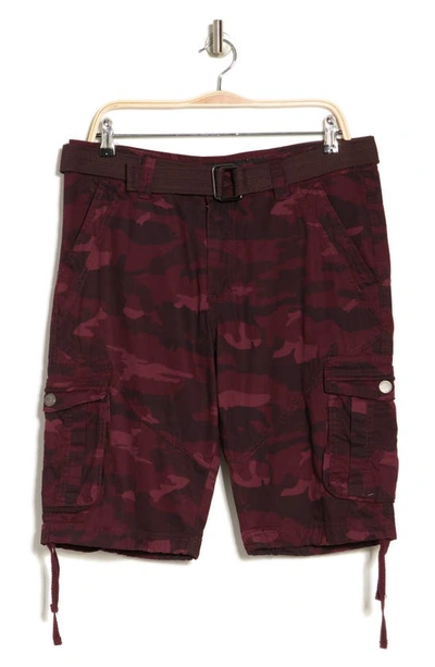 X-ray Belted Cargo Shorts In Burgundy Camo