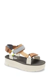 Camper Oruga Up Platform Sport Sandal In White Multicolor Leather