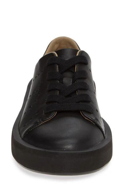 Camper Courb Perforated Low Top Sneaker In Black Leather