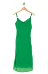 Tash And Sophie Cowl Neck Midi Chiffon Slip Dress In Green