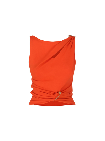 Versace Orange Waistcoat Top In Red