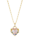 SORELLINA WOMEN'S 18K YELLOW GOLD HEART-SHAPED PUSH BUTTON LOCKET WITH PINK MOTHER OF PEARL