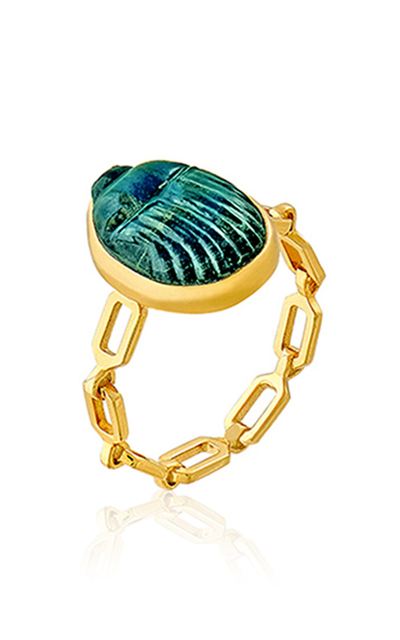 Lito Women's 14k Yellow Gold Small Luna Chain Ring | ModeSens