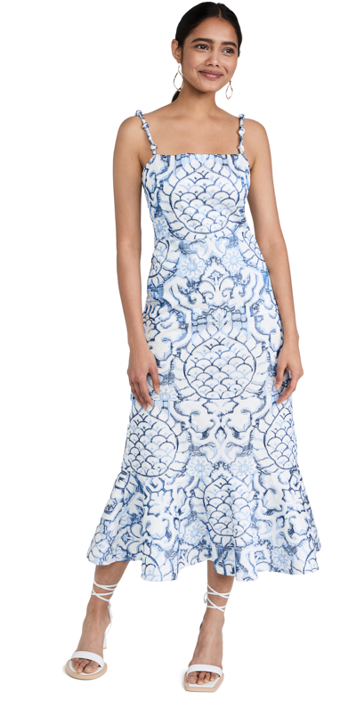 alexis blue and white embroidered dress Alexis Ada Striped Embroidered Maxi Dress In Blue