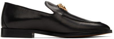 Versace La Medusa Leather Loafers In Black