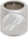 We11 Done Silver & White Logo Dice Ring In White