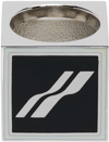 We11 Done Silver & Black Square Logo Dice Ring In Black/white