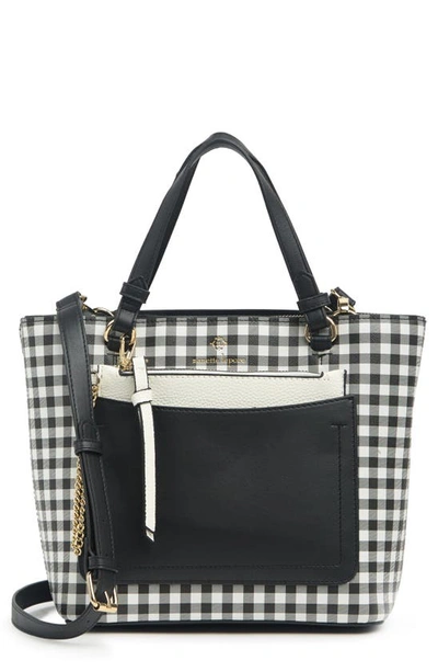 Nanette Lepore Printed Satchel With Removable Wristlet In Black Gingham