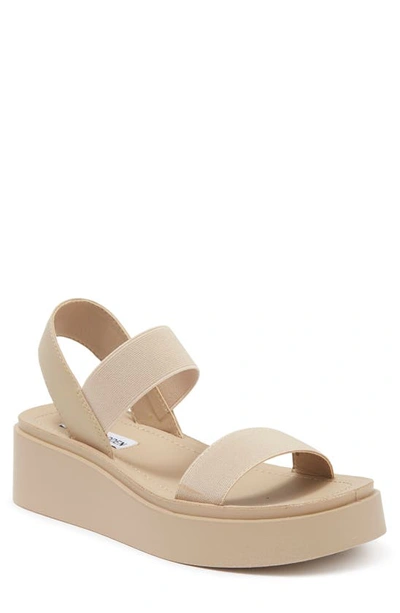 Steve Madden Janice Platform Wedge Sandal In Tan Pu/ Elast