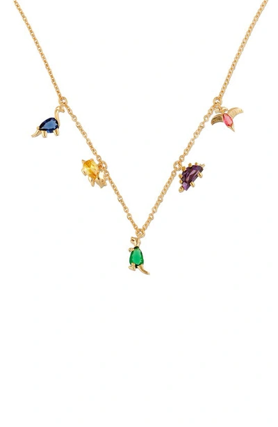 Girls Crew Dino Rawr Necklace In Gold-plated