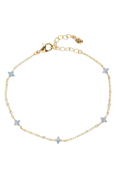 Girls Crew Blue Blossom Love Bracelet In Gold-plated