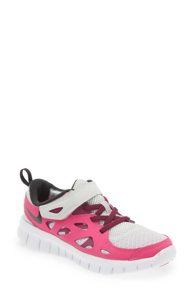 Nike Kids' Free Run 2 Sneaker In Platinum/ Pink Prime/ Sangria