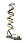 Valentino No Limit Rockstud Ankle-wrap Gladiator Sandals In Nero