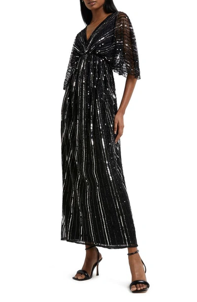 River Island Evelyn Sequin Batwing Maxi Dress In Black | ModeSens