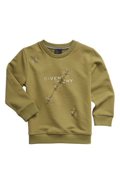 Givenchy Kids Kids' Trompe L'oeil Ring Logo Graphic Sweatshirt In 64h Khaki