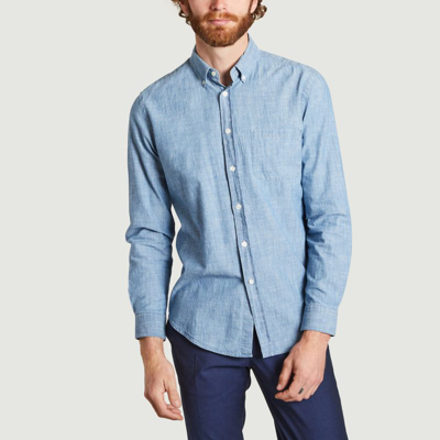 Portuguese Flannel Chambray Cotton Shirt In #add8e6