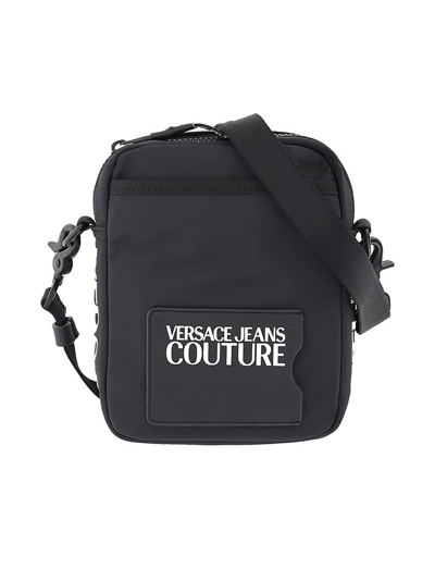 Versace Jeans Couture Fabric Crossbody Bag With Logo Details In Black