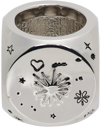 We11 Done Silver Logo & Graphic Dice Ring In Silver