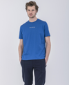 Paul & Shark Organic Cotton T-shirt With Reflective Paul&shark Print In Blue Cobalt Blue