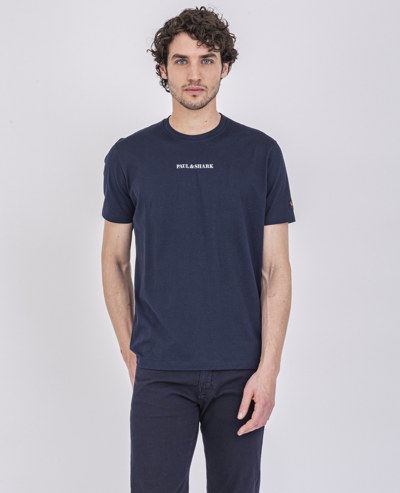 Paul & Shark Reflective-logo Organic Cotton T-shirt In Blau
