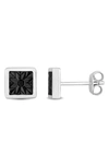 DELMAR STERLING SILVER BLACK DIAMOND SQUARE STUD EARRINGS