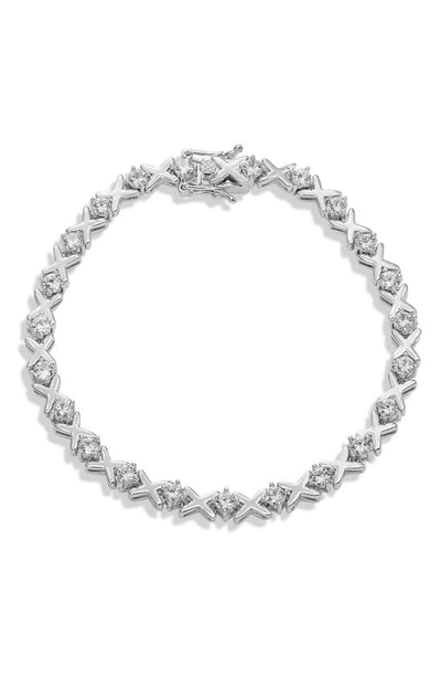 Savvy Cie Jewels Cz Hugs & Kisses Tennis Bracelet In Silver