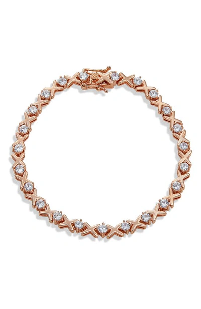 Savvy Cie Jewels 18k Rose Hug And Kisses Tennis Bracelet In Pink