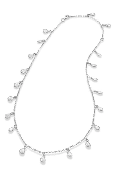 Savvy Cie Jewels Sterling Silver Tear Drop Necklace In White