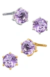 Savvy Cie Jewels Sterling Silver Amethyst Stud Earrings In Purple