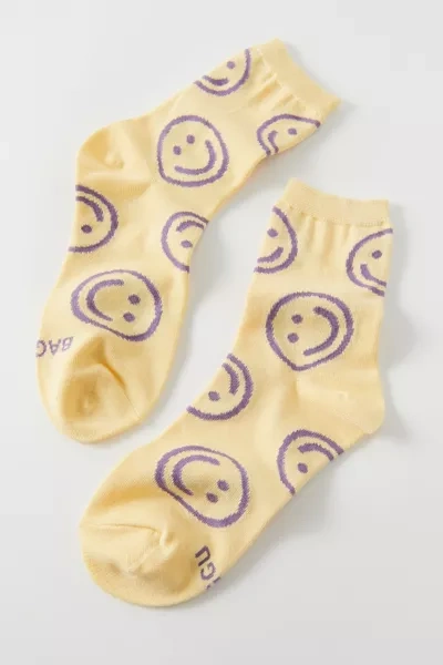 Baggu Happy Crew Sock In Yellow Multi