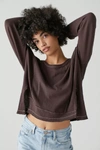 Urban Outfitters Uo Rebel Raw-edge Long Sleeve Tee In Brown