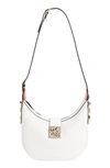 Christian Louboutin Small Carasky Empire Leather Studded Shoulder Bag In White