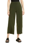 Eileen Fisher Cropped Wide-leg Jersey-knit Pant In Black