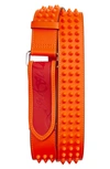 Christian Louboutin Men's Loubi Sneaker Spiked Belt In Sunrise Loubi