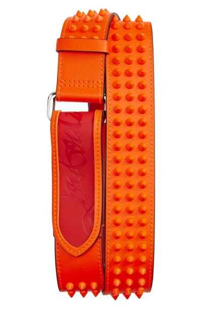 Christian Louboutin Men's Loubi Sneaker Spiked Belt In Sunrise/ Sunrise/ Sunrise