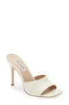 Steve Madden Signal Square Toe Sandal In White Leather