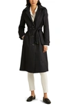 Ralph Lauren Water Resistant Cotton Blend Trench Coat With Removable Hood In Dk Navy