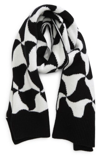 Bottega Veneta Ribbed-knit Patterned Scarf In Black & White