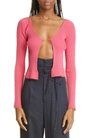 Jacquemus La Maille Pral Rib Cardigan In Pink