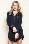 Petite Plume Pink Stripe Cotton Nightshirt In Black