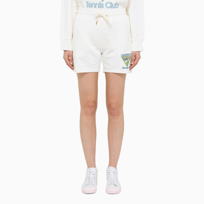 Casablanca Tennis Club Icon-embroidered Sweatshorts In White