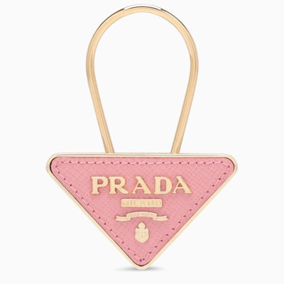 Prada Pink Logo Triangle Key Case